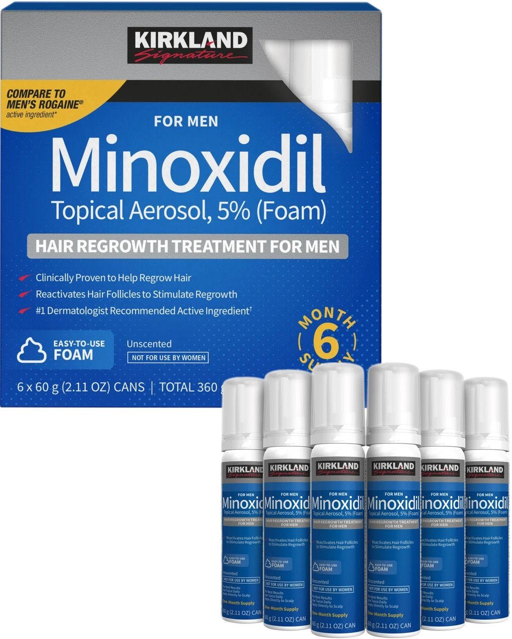 Kirkland Signature Minoxidil Topical Aerosol, 5% (Foam) пенка 6 шт по 60 г