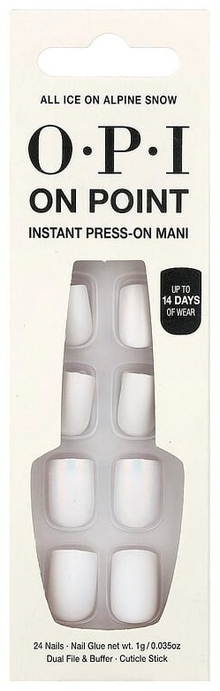 OPI накладные ногти On Point, мгновенные ногти, короткие, лед на альпийском склоне, набор из 27 предметов 27 шт