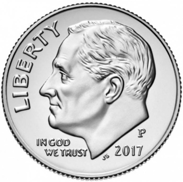 Монета сувенирная США 1 дайм, 1965 - 2025 10 центов Рузвельта 1 шт