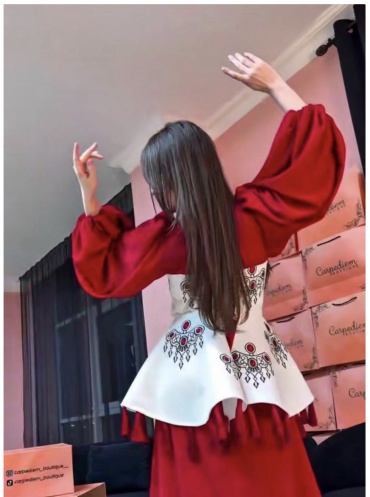 Национальный костюм QAZAQ FASHION белый, бордовый