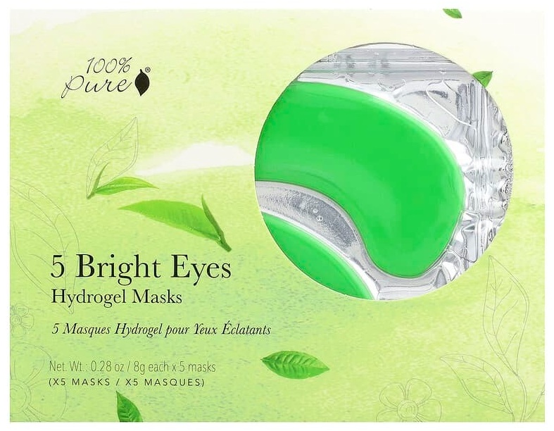 Патчи 100% Pure гидрогелевые Bright Eyes, гидрогелевые маски для глаз, 5 шт. по 8 г увлажняющие 5 шт