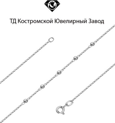 ТД Костромской Ювелирный Завод 14040011-40-1 длина 18 см, вес 1.86 г серебро, плетение ромб