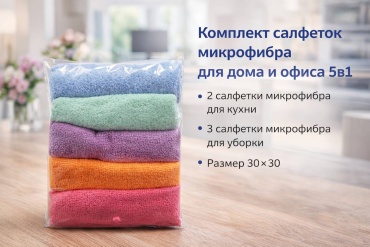 Комплект для уборки для мебели, для посуды, для сантехники, для стеклокерамики, для фруктов и овощей, универсальная, для печи, для горшков, для бутылок, для промышленности Alarus Alarus 5 5 шт, микрофибра