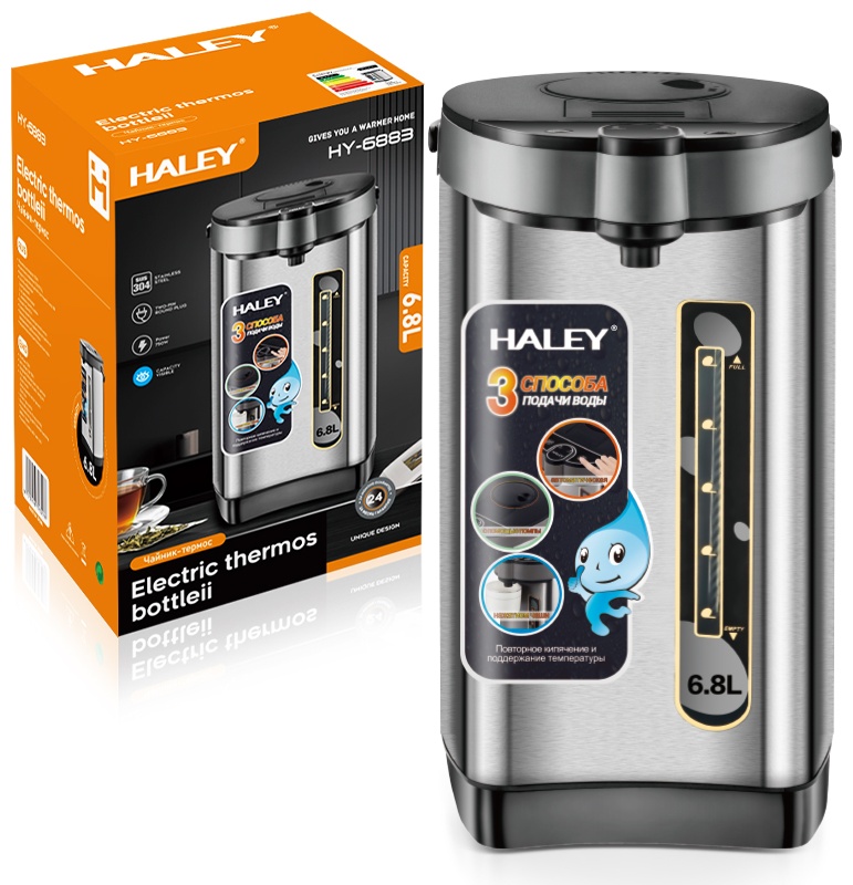 Электрочайник Haley HY-6883 черный, серебристый