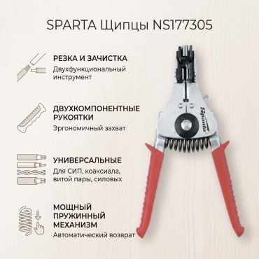 SPARTA щипцы для резки и зачистки проводов NS177305