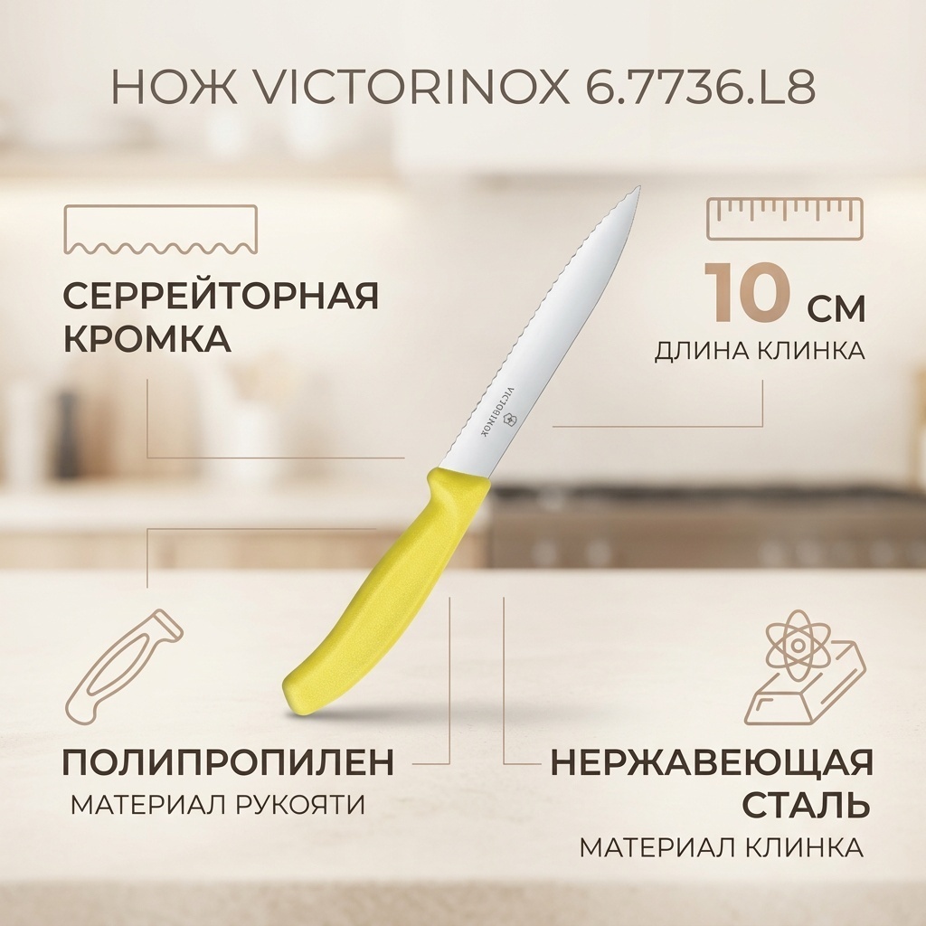 Нож для нарезки Victorinox, лезвие: нержавеющая сталь 1 шт