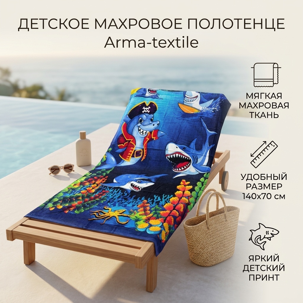 Полотенце 140x70 см, махровая ткань, 1 шт,