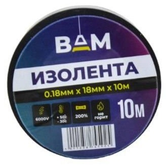 Изолента резина цвет черный, 10 м х 18 мм, 10 шт.