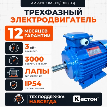 Электродвигатель КАСТОН АИР90L2 3 кВт 3000 об/мин