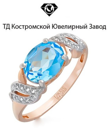 Кольцо ТД Костромской Ювелирный Завод 2000451732 размер 18 вес 2.61 г золото, топаз, фианит