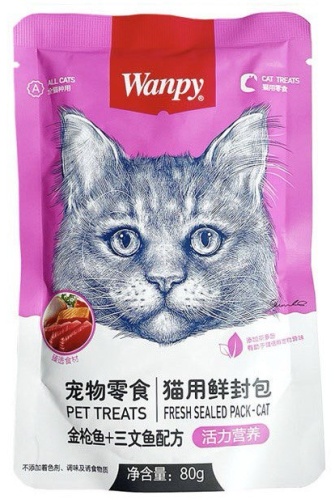 Wanpy кусочки в желе тунец, лосось 80 г 1 шт