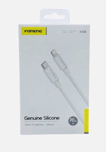 Кабель FONENG Lightning (M), 1 м, Foneng белый