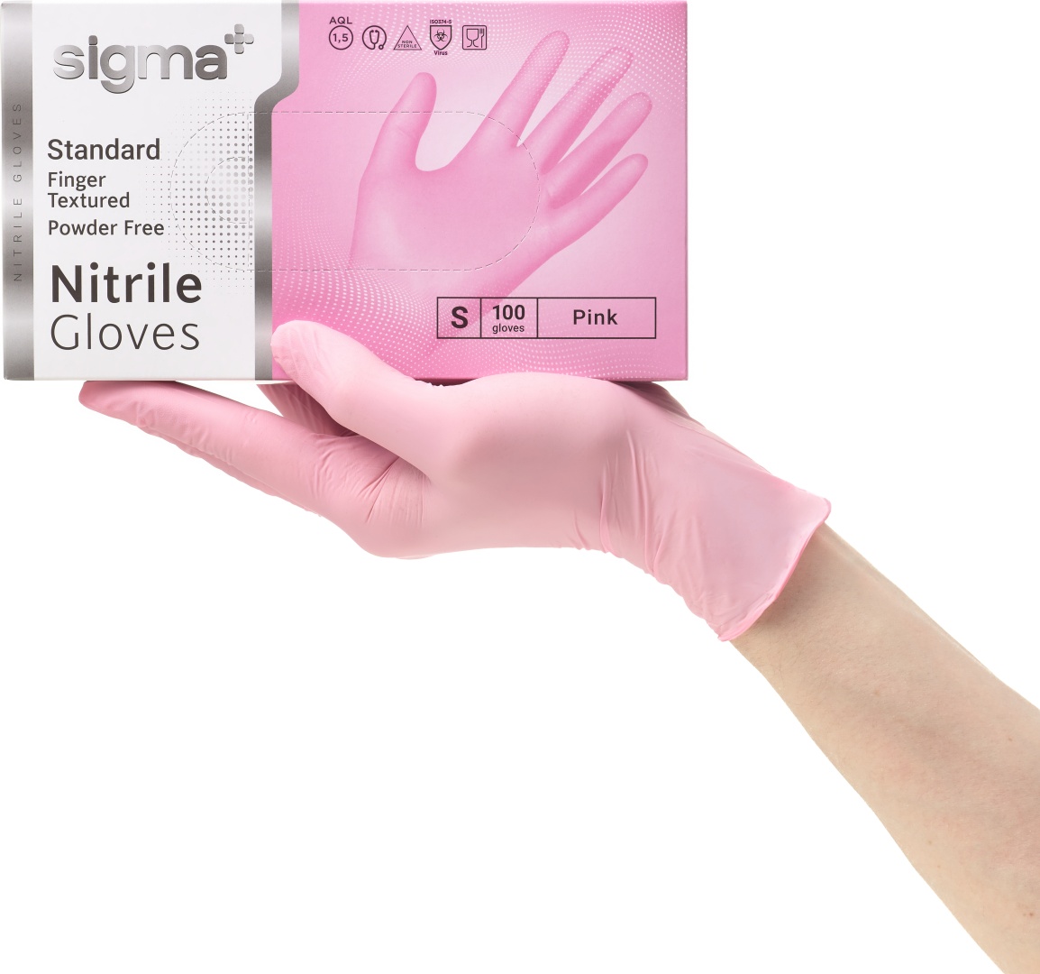 Медицинские перчатки Sigma+ нитрил 100 шт розовый S