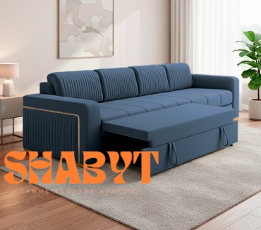 Диван Shabyt Мони, 400х90 см, обивка велюр, темно-синий