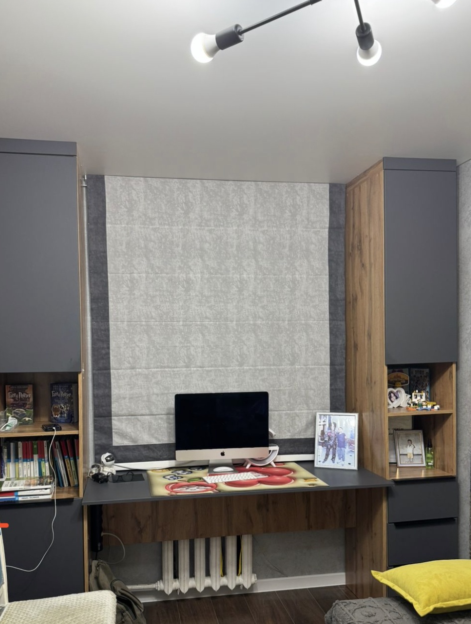 Римские шторы Elitehome 180x200 см 1 шт, хлопок, серый