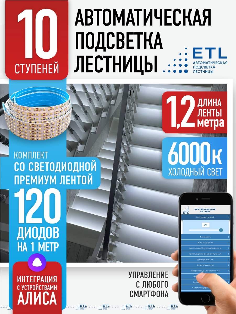 Светодиодная лента ETL белый 1.2 м