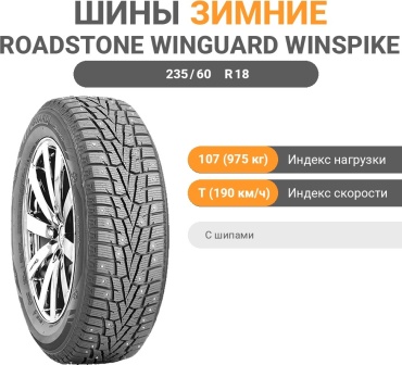 Roadstone Winguard WinSpike 235/60 R18 107T с шипами