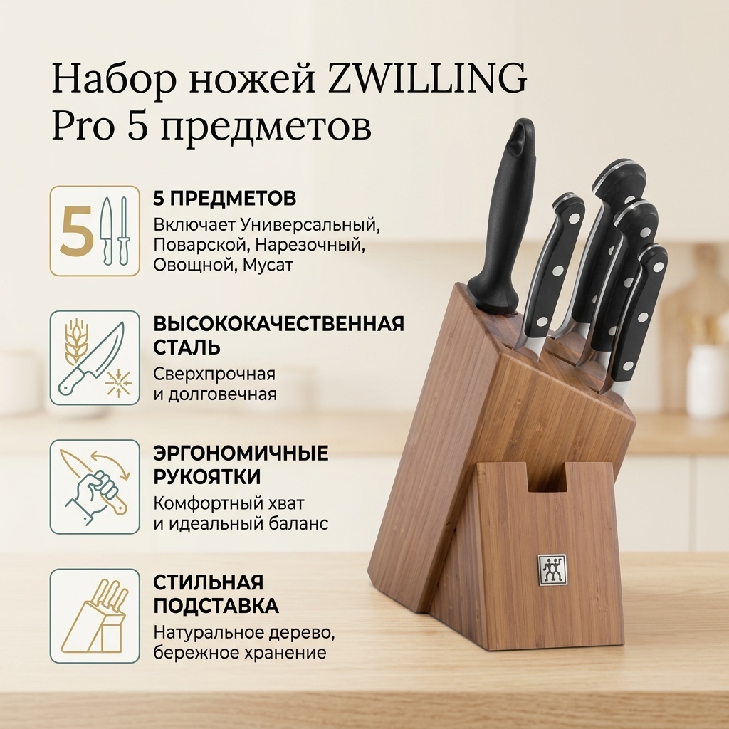 Набор ножей ZWILLING, лезвие: сталь 5 шт