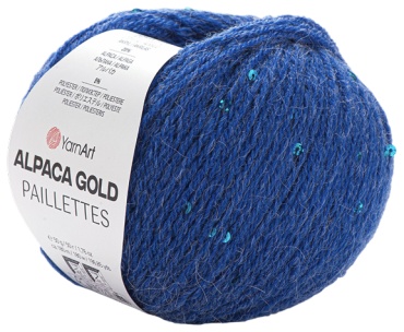 Моток пряжа с пайетками YarnArt Alpaca Gold Paillettes 9309 - Синий 180 м 50 г