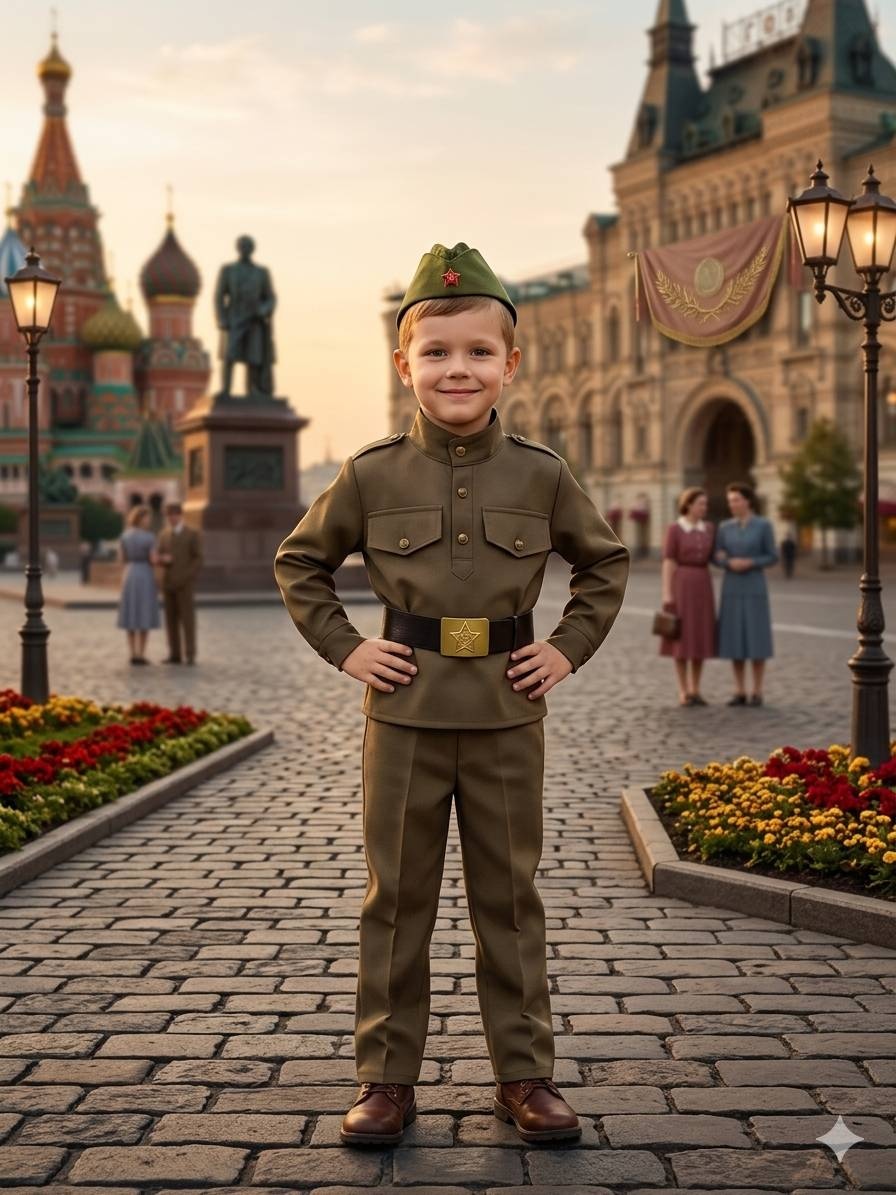 Карнавальный костюм Военный костюм для мальчиков на 9 мая хаки, светло-коричневый