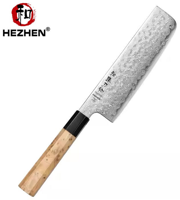 Нож накири HezHen X05B-XC, лезвие: дамасская сталь 1 шт