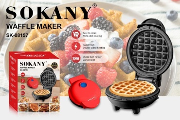 Вафельница SOKANY 08157 черный, красный