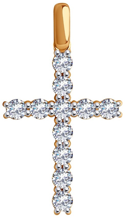 Крестик Diamant 8236649 вес 1.767 г золото, фианит