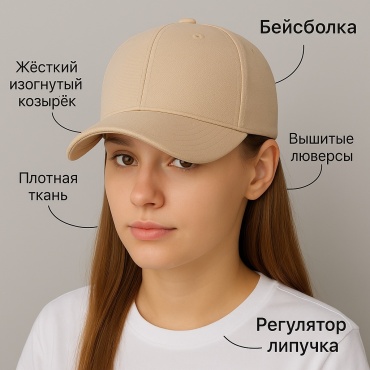 Бейсболка Sierra размер универсальный, кремовый
