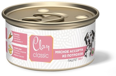 Clan Classic Мясное ассорти с потрошками для всех пород 100 г 1 шт