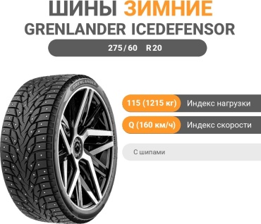 Grenlander ICEDEFENSOR STUD Ⅲ 275/60 R20 115 Q с шипами