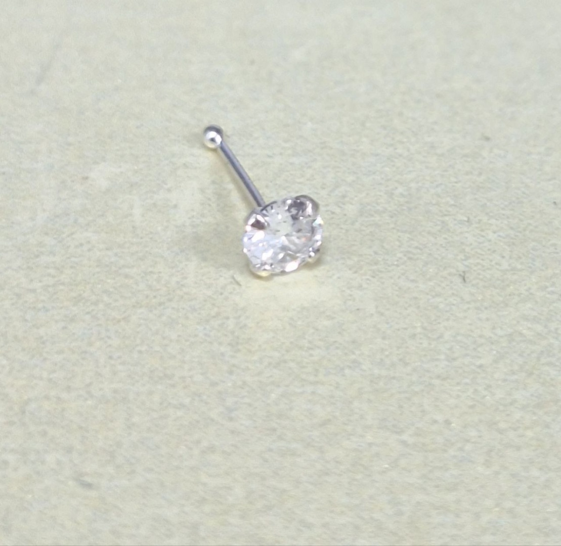 Нострил HandMade для носа вес 0.1 г серебро, фианит