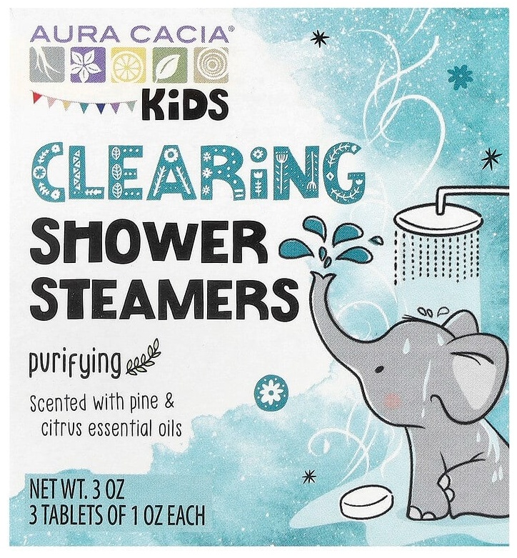 AURA CACIA Kids, очищающие пароварки для душа, очищение, 3 таблетки поваренная соль 100 г
