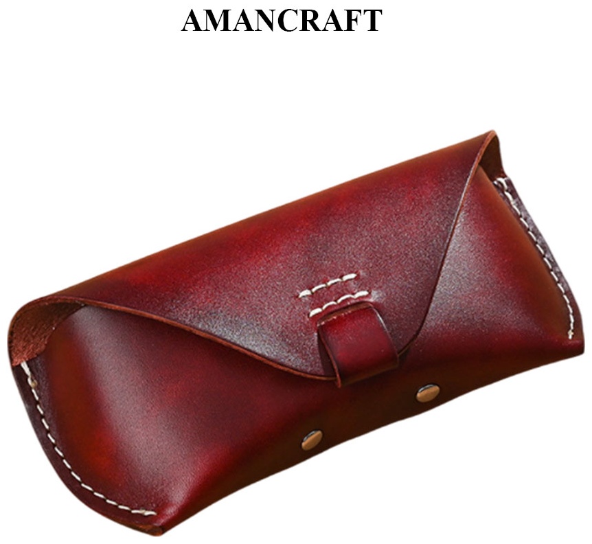 Жесткий футляр AMANCRAFT натуральная кожа, 8 x 17 см коричневый