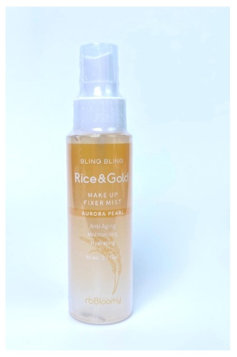 RbBloomy Rice & Gold Make Up Fixer Mist Aurora Pearl фиксатор макияжа для лица 80 г
