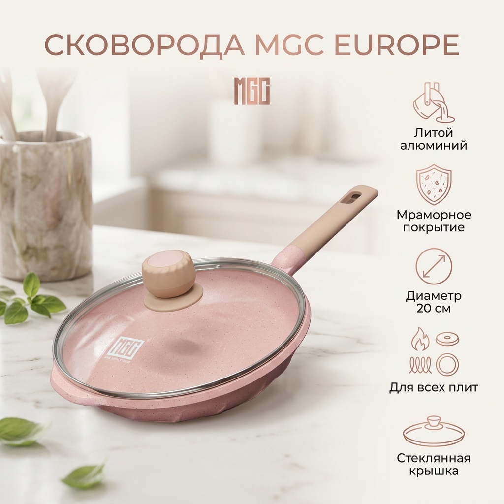 Сковорода MGC Europe 20 см с антипригарным покрытием, алюминий