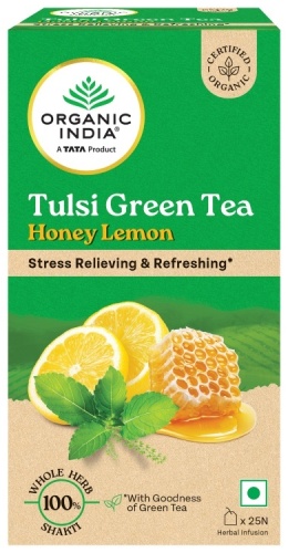 ORGANIC INDIA Tulsi Green Tea Honey Lemon Тулси с Зеленым Чаем, Медом и Лимоном, 25 пак