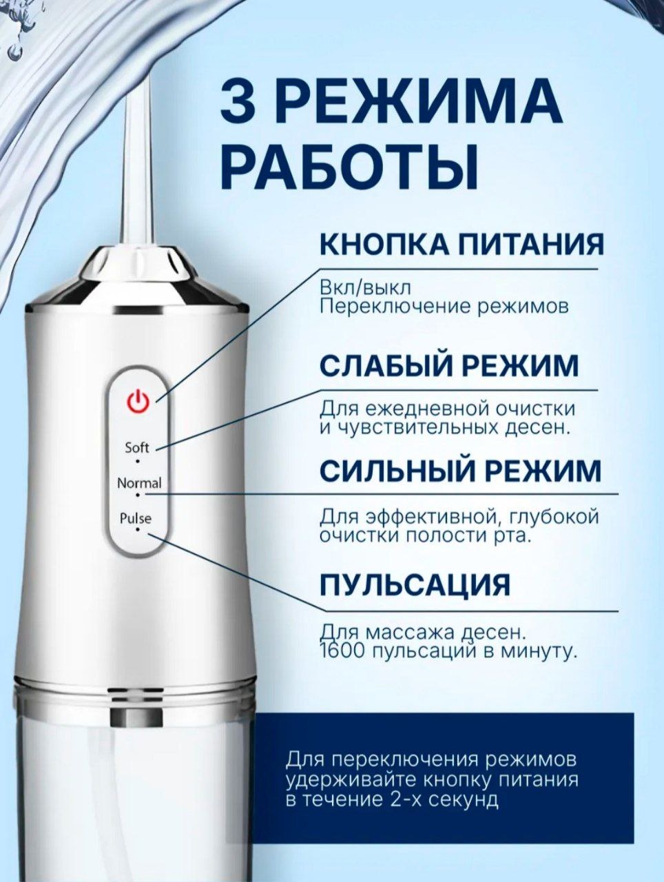 Ирригатор 4554767697 импульсный, портативный