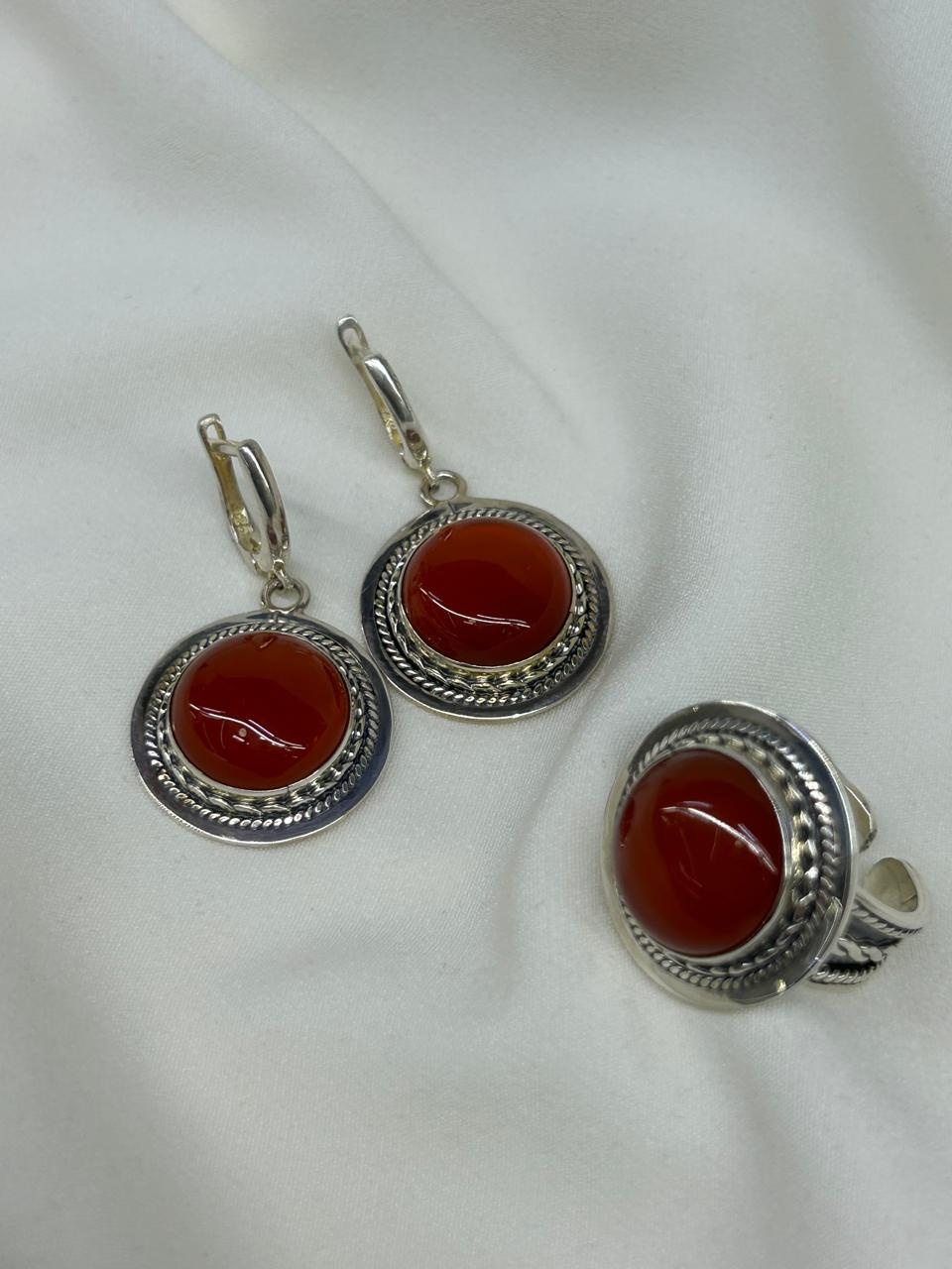HandMade 73102-С925 вес 29 г серебро, сердолик