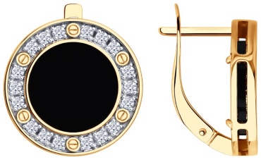 Серьги Diamant 5877380 вес 6.9825 г золото, фианит