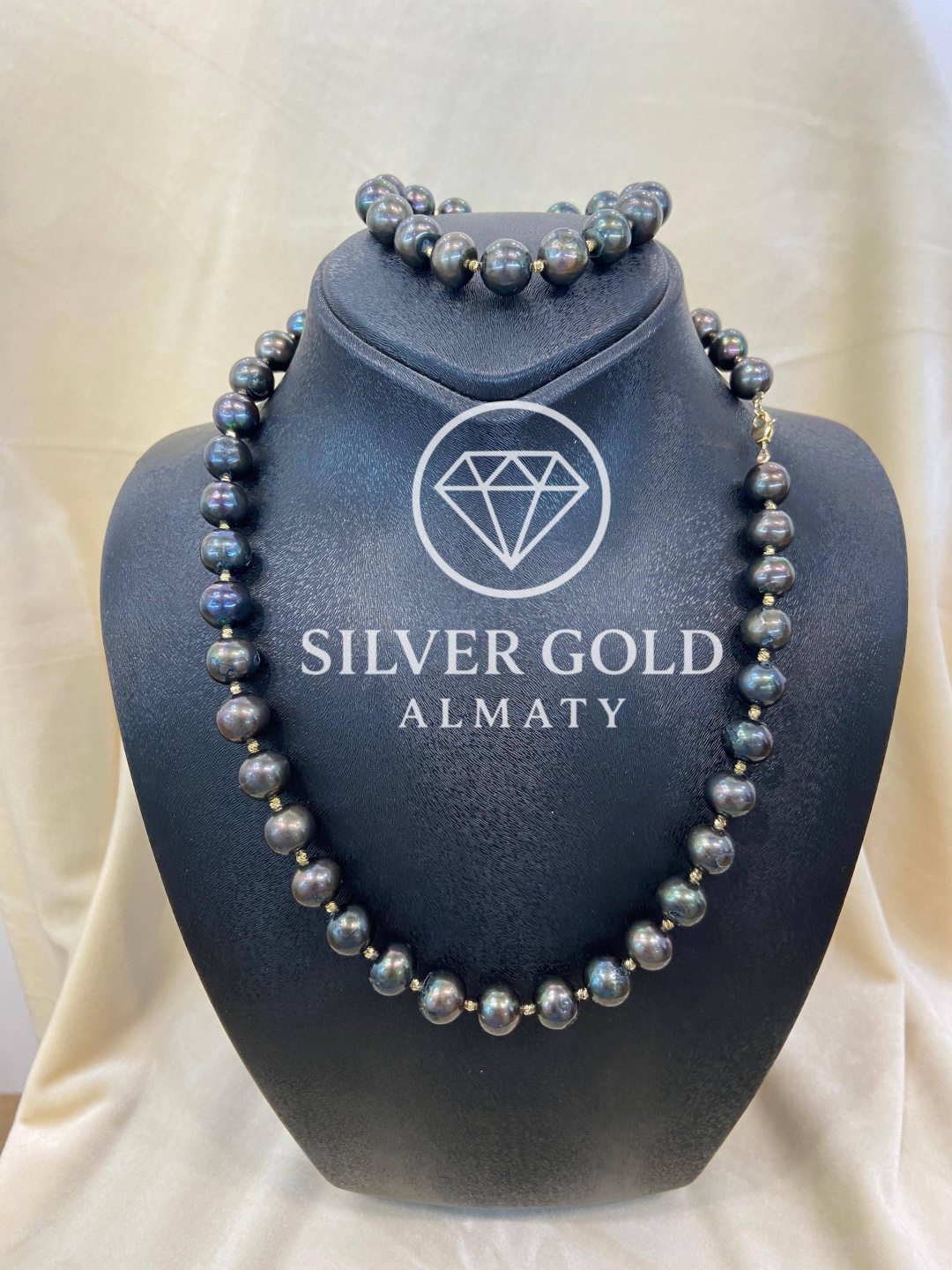 Silver Gold Almaty 1234 вес 75 г сплав покрытый золотом 24К, жемчуг