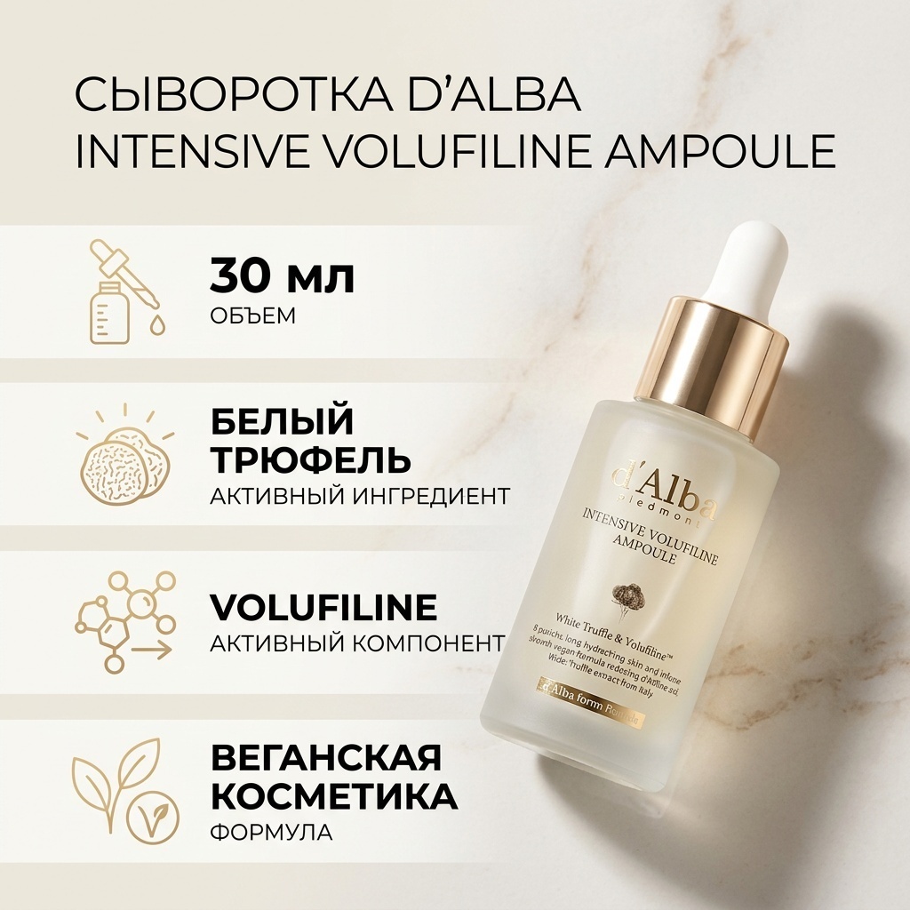 D'Alba сыворотка D'ALBA intensive volufiline ampoule для лица 30 мл