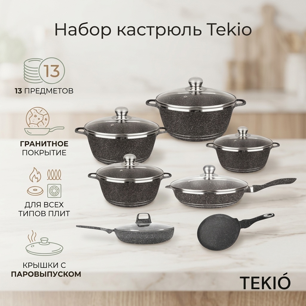 Набор кастрюль Tekio 13 в 1