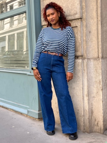 Джинсы широкие и расклешенные Uniqlo синий