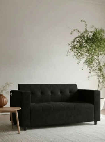 Диван ABAI Moda Kerege, 210х69 см, обивка велюр, черный