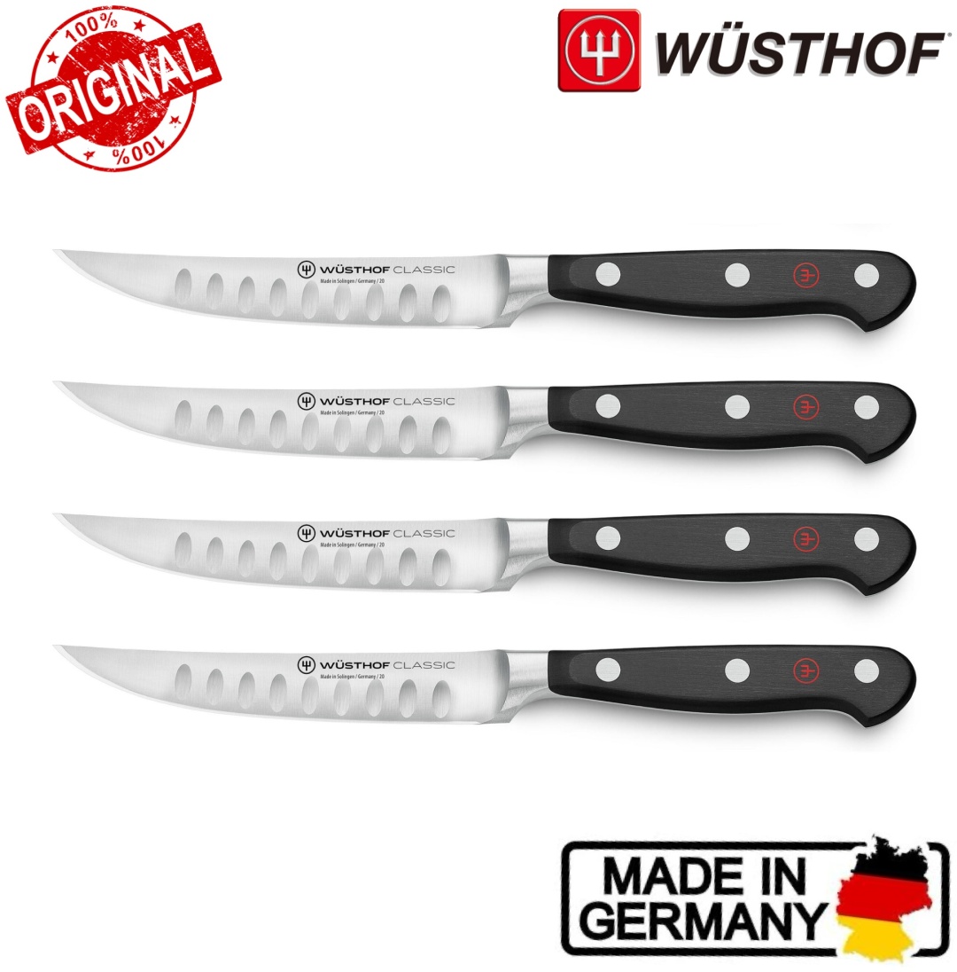 Для мяса WUSTHOF Classic Hollow Edge Steak 11 см, лезвие: углеродистая сталь 4 шт