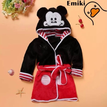 Флисовый халат Emiki черный, красный