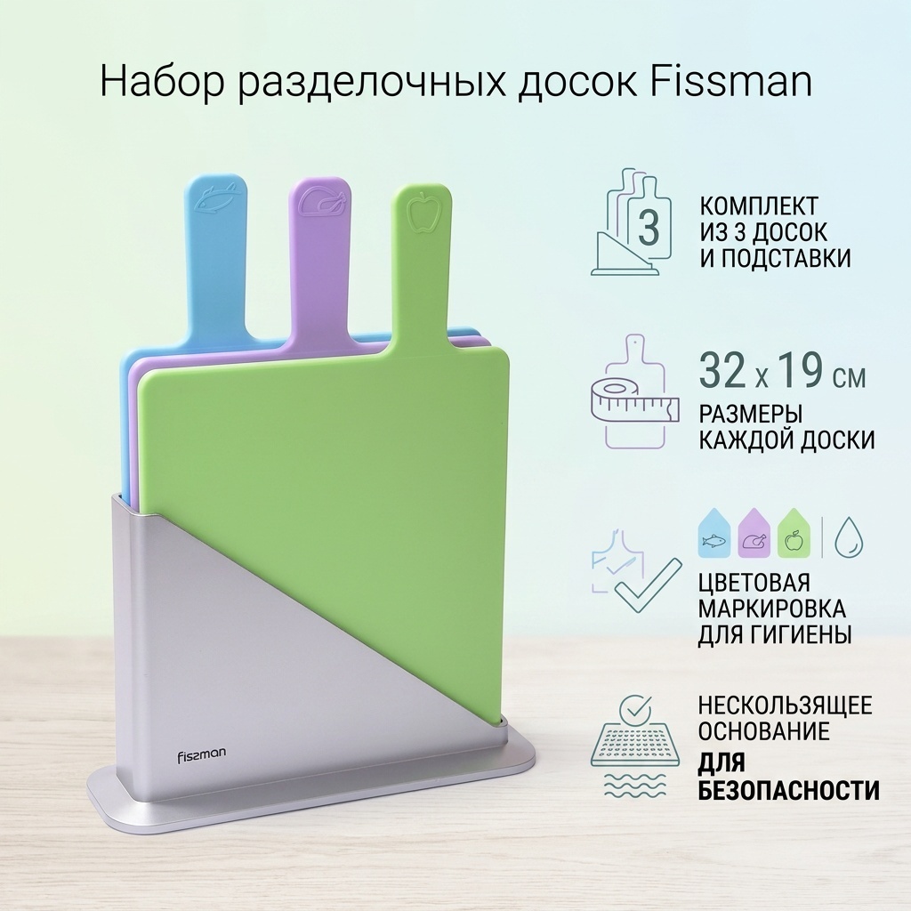 Fissman набор разделочных досок 8011 32x19 см 4 предмета