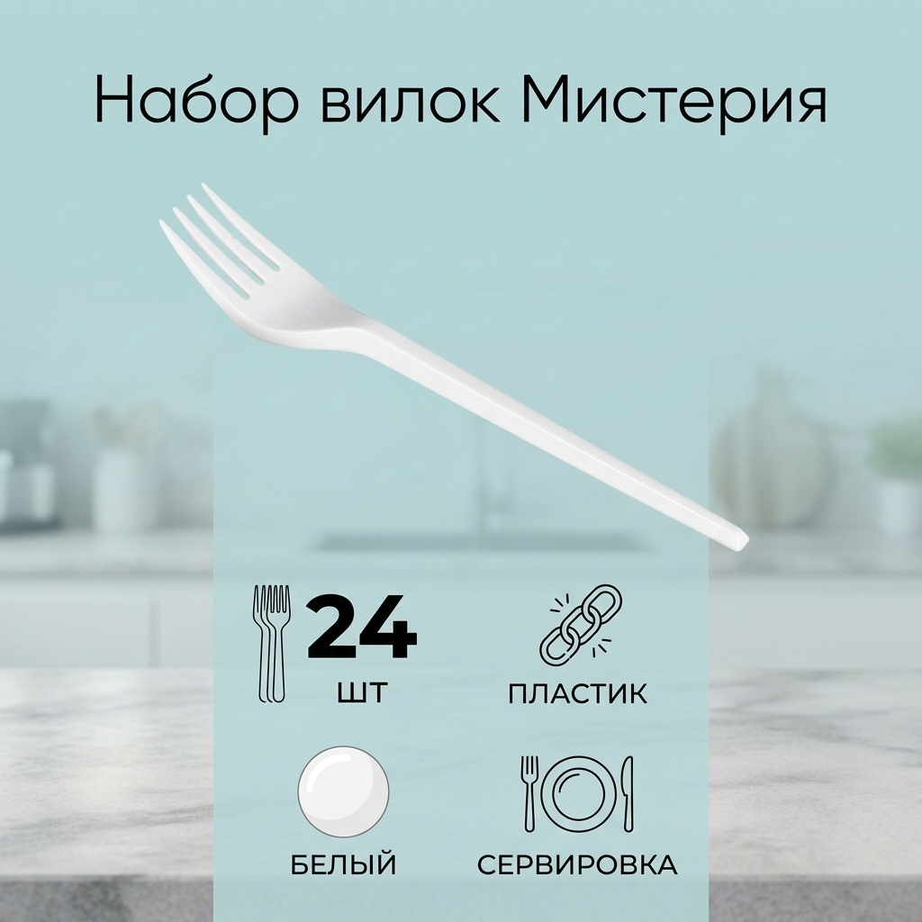 Мистерия вилка 105542 белый 24 шт