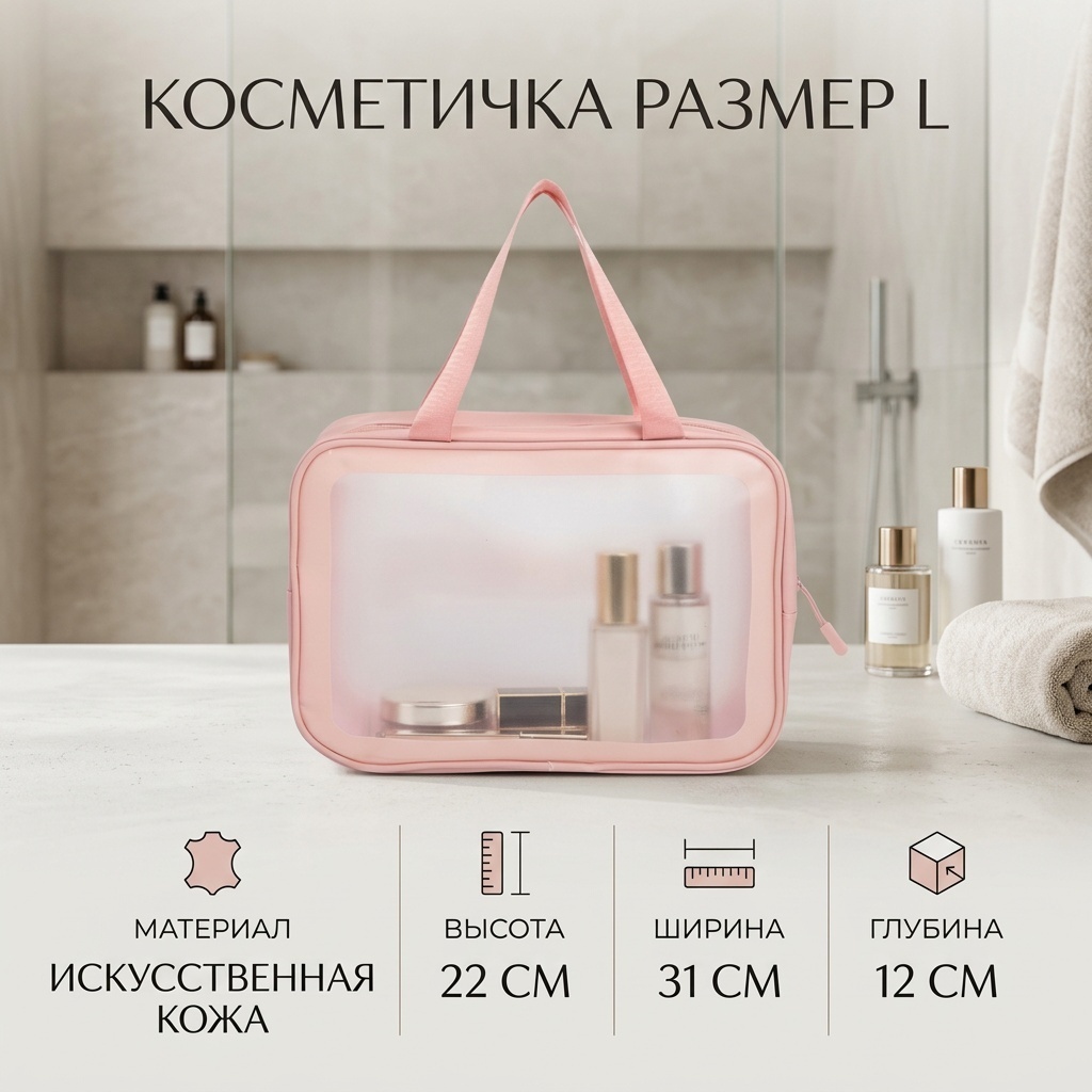 Косметичка искусственная кожа розовый 22X31 см