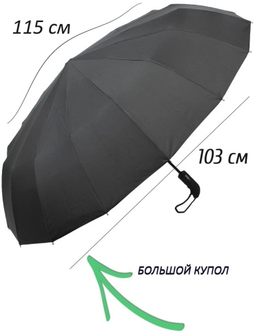 Складной зонт полуавтомат черный